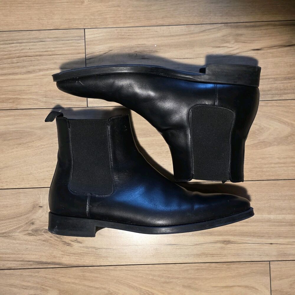 Magnanni Chelsea Boots Mens 8 M Black Leather Pull On Elastic Side 16385